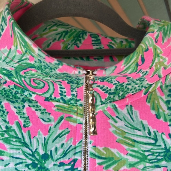 Lilly Pulitzer Pink & Green Seahorse Palm Print Long Sleeve Top - Picture 2 of 4